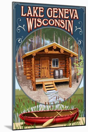 Lake Geneva, Wisconsin - Cabin in Woods-Lantern Press-Mounted Art Print
