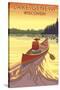 Lake Geneva, Wisconsin - Canoe Scene-Lantern Press-Stretched Canvas