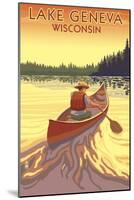 Lake Geneva, Wisconsin - Canoe Scene-Lantern Press-Mounted Art Print