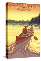 Lake Geneva, Wisconsin - Canoe Scene-Lantern Press-Stretched Canvas