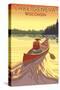 Lake Geneva, Wisconsin - Canoe Scene-Lantern Press-Stretched Canvas