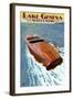 Lake Geneva, Wisconsin - Chris Craft Wooden Boat-Lantern Press-Framed Art Print