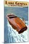 Lake Geneva, Wisconsin - Chris Craft Wooden Boat-Lantern Press-Mounted Art Print