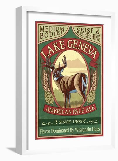 Lake Geneva, Wisconsin - Deer Pale Ale-Lantern Press-Framed Art Print