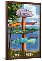 Lake Geneva, Wisconsin - Destination Signpost-Lantern Press-Framed Art Print