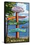 Lake Geneva, Wisconsin - Destination Signpost-Lantern Press-Framed Stretched Canvas