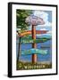 Lake Geneva, Wisconsin - Destination Signpost-Lantern Press-Framed Art Print