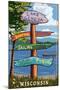 Lake Geneva, Wisconsin - Destination Signpost-Lantern Press-Mounted Art Print
