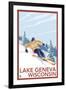 Lake Geneva, Wisconsin - Downhill Skier-Lantern Press-Framed Art Print