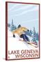 Lake Geneva, Wisconsin - Downhill Skier-Lantern Press-Stretched Canvas