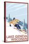 Lake Geneva, Wisconsin - Downhill Skier-Lantern Press-Stretched Canvas