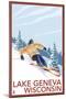 Lake Geneva, Wisconsin - Downhill Skier-Lantern Press-Mounted Art Print