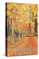 Lake Geneva, Wisconsin - Fall Colors-Lantern Press-Stretched Canvas