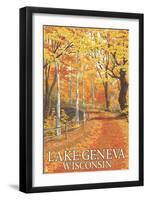 Lake Geneva, Wisconsin - Fall Colors-Lantern Press-Framed Art Print