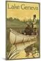 Lake Geneva, Wisconsin - Hunters in Canoe-Lantern Press-Mounted Art Print