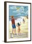 Lake Geneva, Wisconsin - Kite Flyers-Lantern Press-Framed Art Print