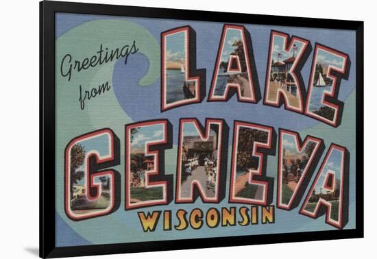 Lake Geneva, Wisconsin - Large Letter Scenes-Lantern Press-Framed Art Print