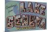 Lake Geneva, Wisconsin - Large Letter Scenes-Lantern Press-Mounted Art Print