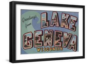 Lake Geneva, Wisconsin - Large Letter Scenes-Lantern Press-Framed Art Print