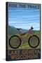 Lake Geneva, Wisconsin - Mountain Bike Scene - Ride the Trails-Lantern Press-Stretched Canvas