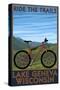 Lake Geneva, Wisconsin - Mountain Bike Scene - Ride the Trails-Lantern Press-Stretched Canvas