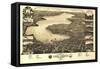 Lake Geneva, Wisconsin - Panoramic Map-Lantern Press-Framed Stretched Canvas