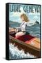 Lake Geneva, Wisconsin - Pinup Girl Boating-Lantern Press-Framed Stretched Canvas