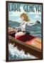 Lake Geneva, Wisconsin - Pinup Girl Boating-Lantern Press-Framed Art Print