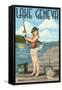 Lake Geneva, Wisconsin - Pinup Girl Fishing-Lantern Press-Framed Stretched Canvas