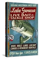 Lake Geneva, Wisconsin - Tackle Shop Bass-Lantern Press-Stretched Canvas