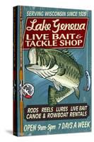 Lake Geneva, Wisconsin - Tackle Shop Bass-Lantern Press-Stretched Canvas