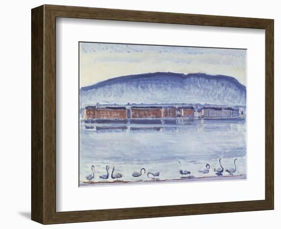 Lake Geneva with Mont Salève and Swans-Ferdinand Hodler-Framed Giclee Print