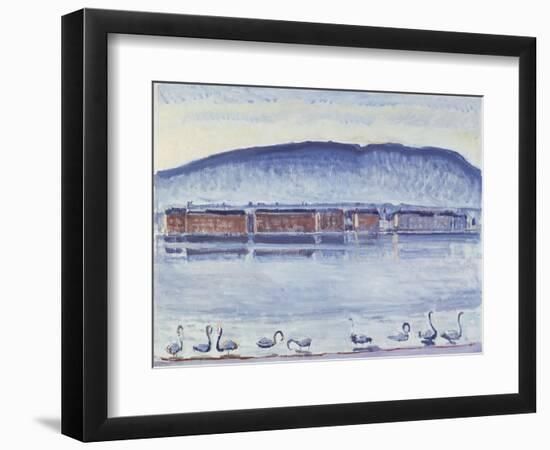 Lake Geneva with Mont Salève and Swans-Ferdinand Hodler-Framed Giclee Print