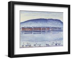 Lake Geneva with Mont Salève and Swans-Ferdinand Hodler-Framed Giclee Print