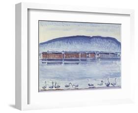 Lake Geneva with Mont Salève and Swans-Ferdinand Hodler-Framed Giclee Print