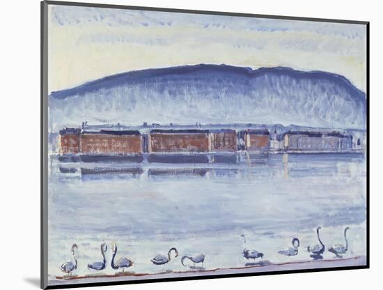 Lake Geneva with Mont Salève and Swans-Ferdinand Hodler-Mounted Giclee Print