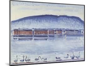 Lake Geneva with Mont Salève and Swans-Ferdinand Hodler-Mounted Giclee Print