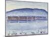 Lake Geneva with Mont Salève and Swans-Ferdinand Hodler-Mounted Giclee Print