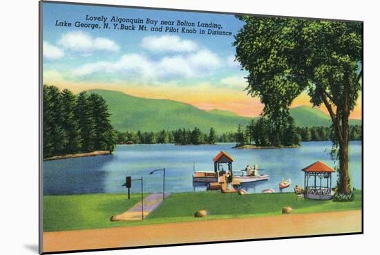 Lake George, New York - Algonquin Bay View of Buck Mt and Pilot Knob-Lantern Press-Mounted Art Print