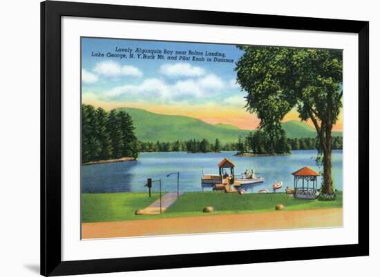Lake George, New York - Algonquin Bay View of Buck Mt and Pilot Knob-Lantern Press-Framed Art Print