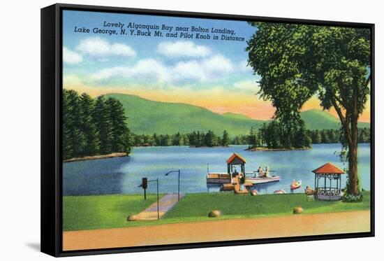 Lake George, New York - Algonquin Bay View of Buck Mt and Pilot Knob-Lantern Press-Framed Stretched Canvas