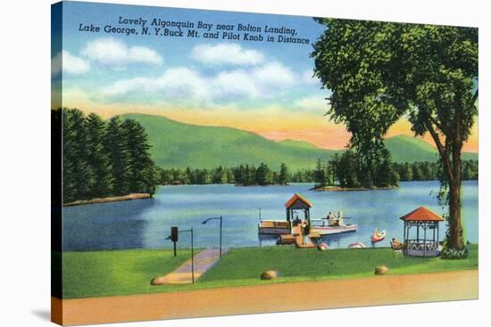 Lake George, New York - Algonquin Bay View of Buck Mt and Pilot Knob-Lantern Press-Stretched Canvas