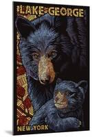 Lake George, New York - Black Bears - Paper Mosaic-Lantern Press-Mounted Art Print