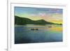 Lake George, New York - Bolton Landing View of Couples Canoeing-Lantern Press-Framed Art Print