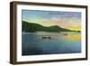 Lake George, New York - Bolton Landing View of Couples Canoeing-Lantern Press-Framed Art Print