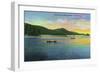 Lake George, New York - Bolton Landing View of Couples Canoeing-Lantern Press-Framed Art Print