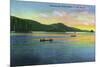 Lake George, New York - Bolton Landing View of Couples Canoeing-Lantern Press-Mounted Premium Giclee Print