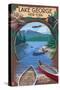 Lake George, New York - Canoe Scene-Lantern Press-Stretched Canvas