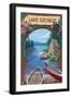 Lake George, New York - Canoe Scene-Lantern Press-Framed Art Print