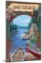 Lake George, New York - Canoe Scene-Lantern Press-Mounted Art Print